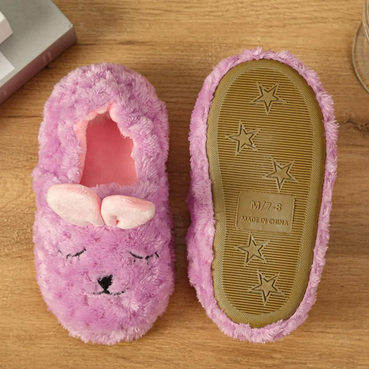 Baby Girls' House Slippers with Non-Slip Rubber