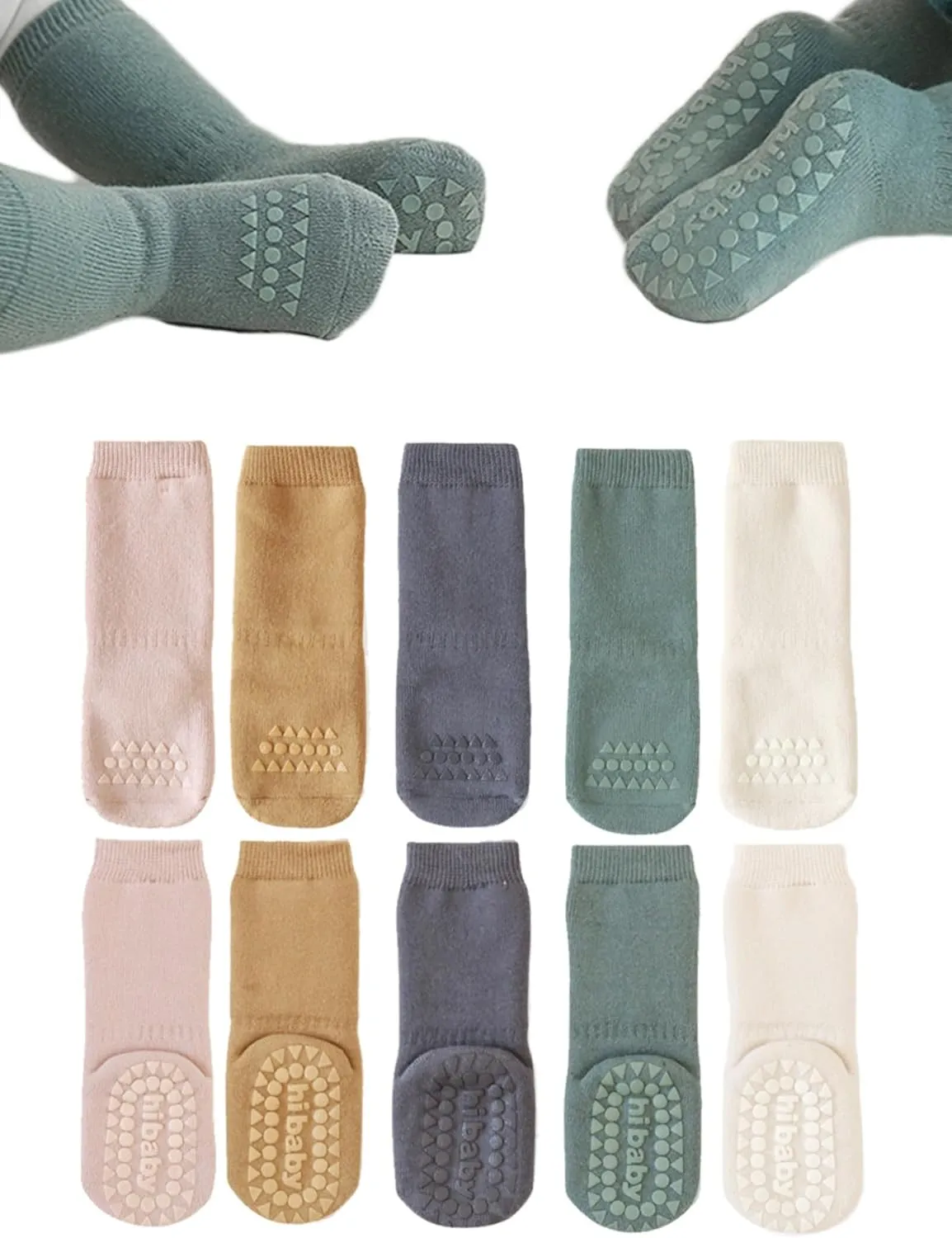 Baby Non Slip Grip Socks Toddler Knee High Anti Skid Crew Slipper Crawling Socks for Girls Boys Newborn