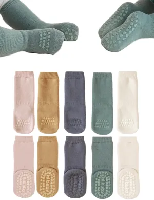 Baby Non Slip Grip Socks Toddler Knee High Anti Skid Crew Slipper Crawling Socks for Girls Boys Newborn