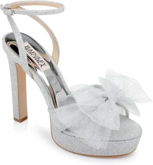 Badgley Mischka Women's Sophie Platform Sandal with Tulle Flower Heeled