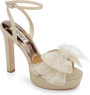 Badgley Mischka Women's Sophie Platform Sandal with Tulle Flower Heeled