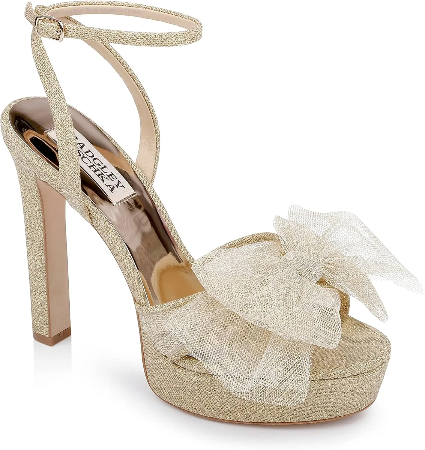 Badgley Mischka Women's Sophie Platform Sandal with Tulle Flower Heeled