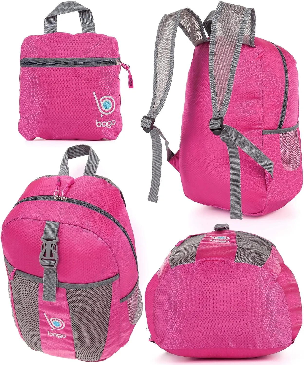bago Lightweight Small Hiking Backpack for Women and Men - 25L Travel Day Pack - Foldable Hiking Daypack Ultralight for Camping Outdoor Sports - Day Bag Packable Backpack for Travel (Pink)