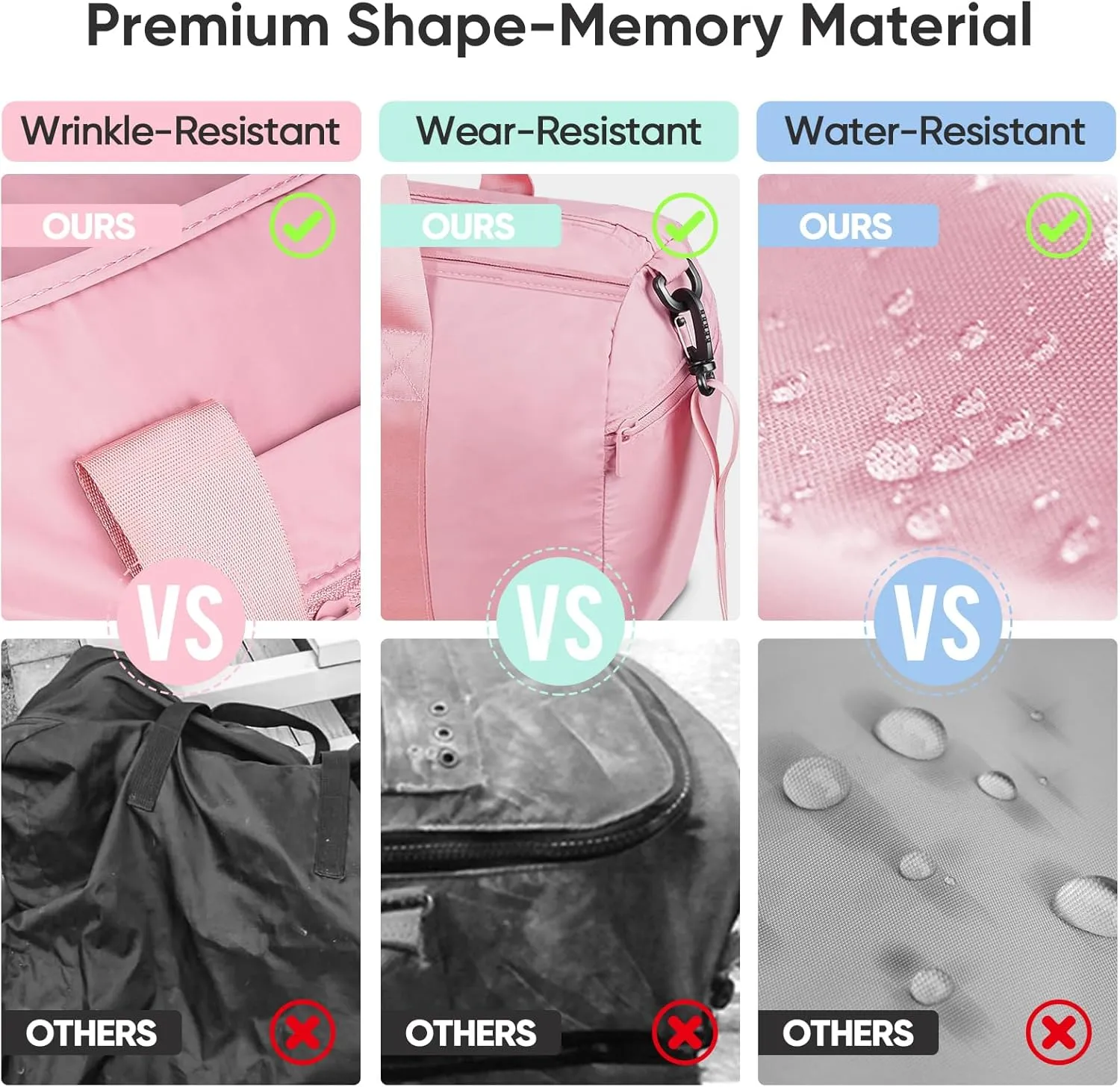 BALEINE Gym Bag for Women and Men, Small Duffel Bag for Sports, Gyms and Weekend Getaway, Waterproof Dufflebag with Shoe and Wet Clothes Compartments, Lightweight Carryon Gymbag (Pink)