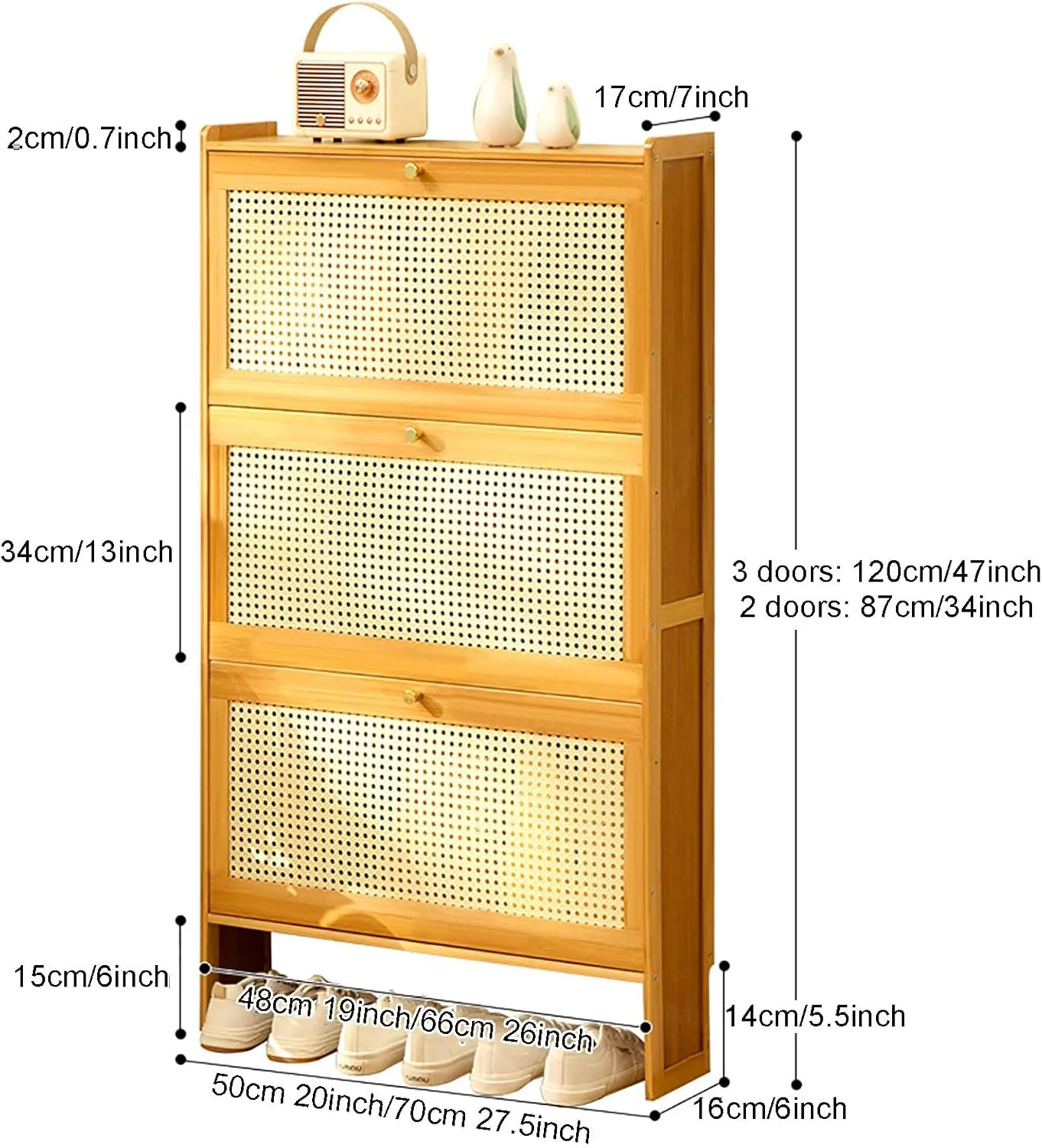 Bamboo Shoe Cabinet with Flip Up Doors Free Standing nizer for Heels Boots and Slippers Slim Shoe Storage Rack for Entryway Hallway Living Room 70x17x87cm Wood