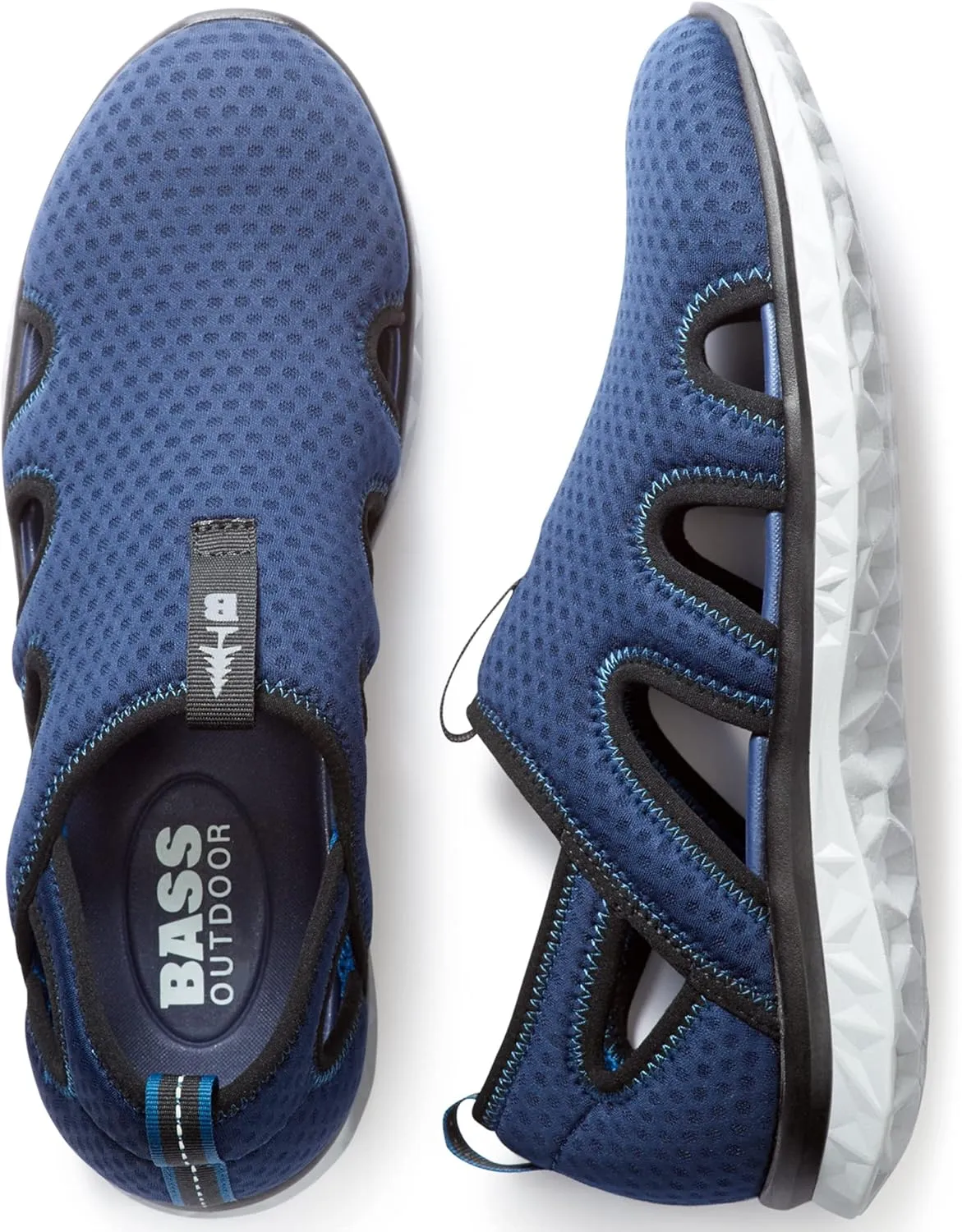 BASS OUTDOOR Men's Hex Vented Hiking Shoes – Traction-Sole Mesh Slip-ons