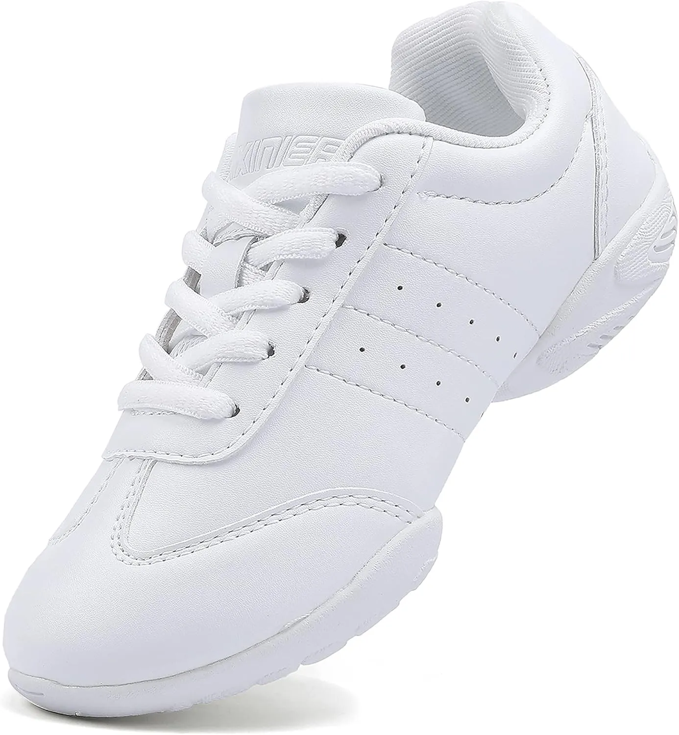 BAXINIER Girls White Cheerleading Dance Shoes Athletic Training Tennis Breathable Youth Competition Cheer Sneakers