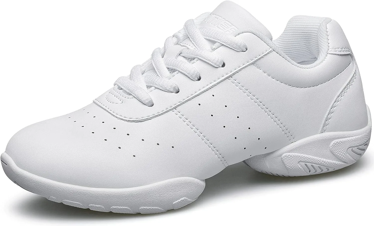 BAXINIER Girls White Cheerleading Dance Shoes Athletic Training Tennis Breathable Youth Competition Cheer Sneakers