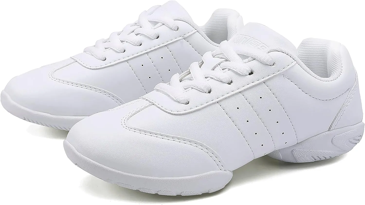 BAXINIER Girls White Cheerleading Dance Shoes Athletic Training Tennis Breathable Youth Competition Cheer Sneakers