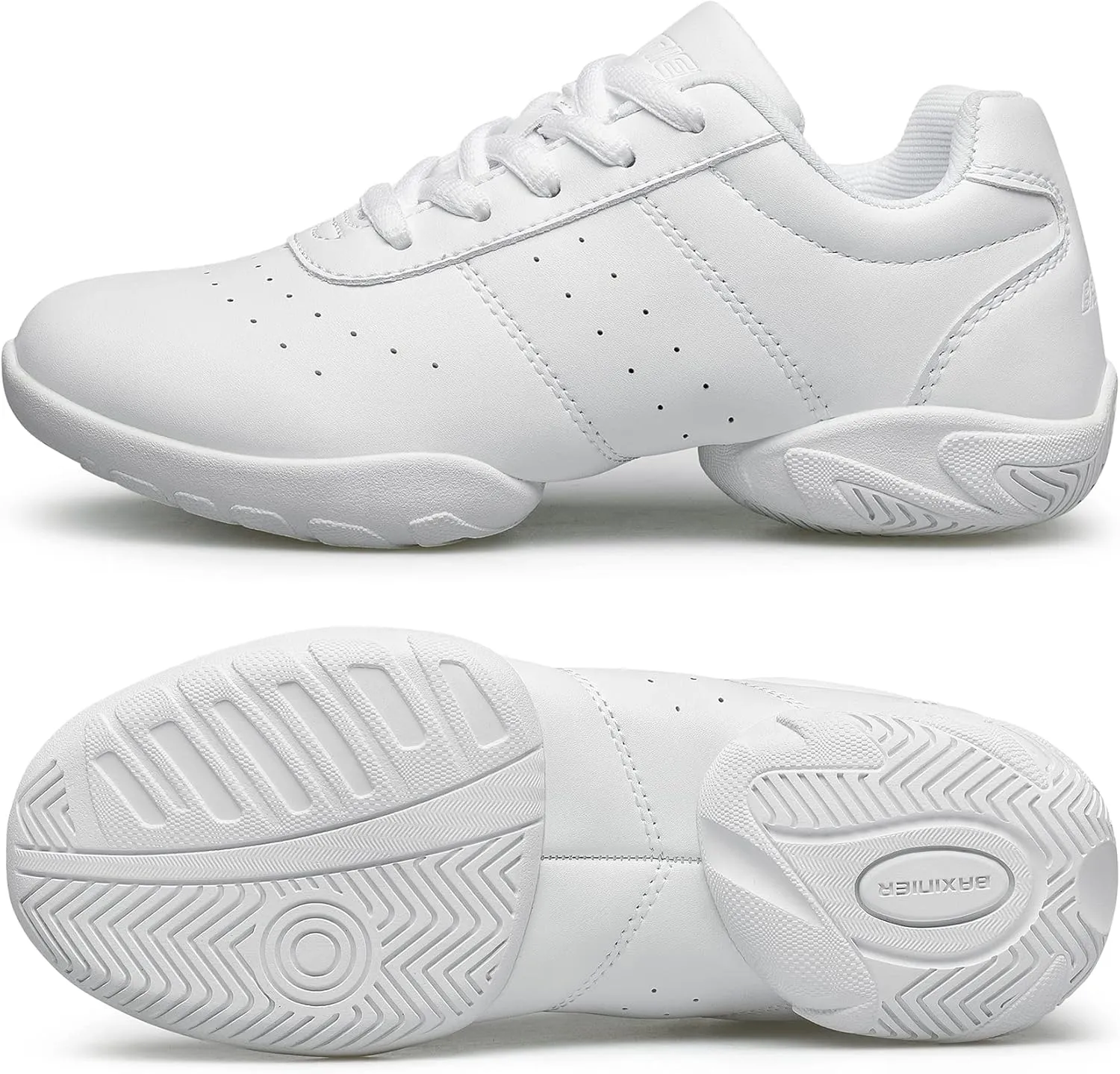 BAXINIER Girls White Cheerleading Dance Shoes Athletic Training Tennis Breathable Youth Competition Cheer Sneakers