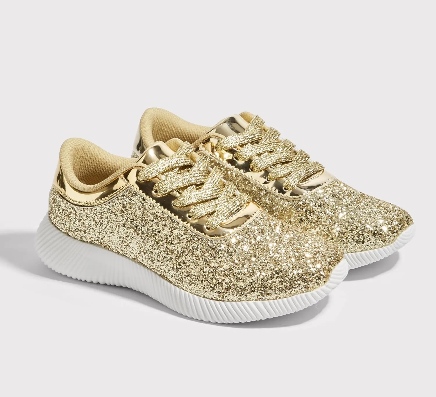 BELOS Women's Glitter Shoes Sparkly Lightweight Metallic Sequins Tennis Shoes Casual Retro Braided Walking Shoes