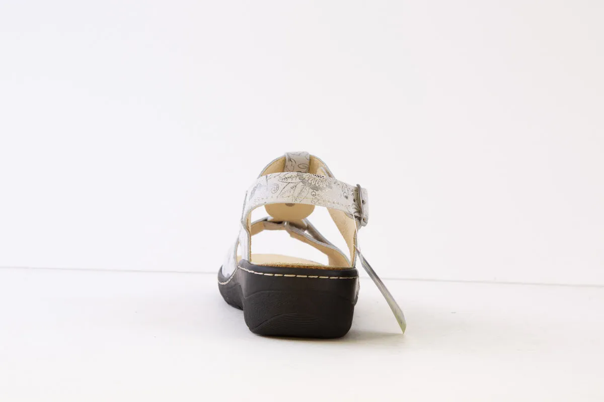 BELVIDA - 42.212 VELCRO STRAP COMFORT SANDAL - LIGHT GREY PRINT