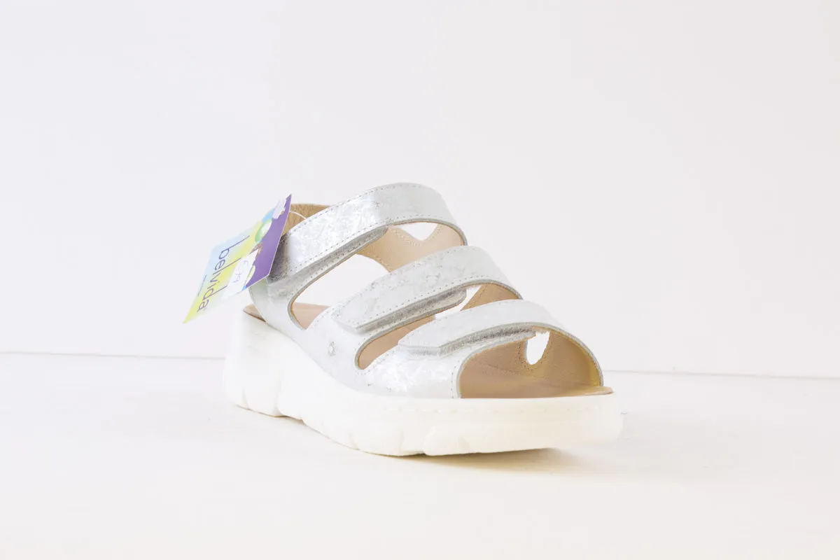 BELVIDA - 81.002 VELCRO STRAP COMFORT SANDAL - SILVER