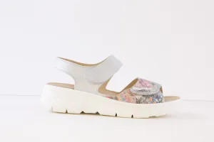 BELVIDA - 81.008 VELCRO STRAP COMFORT SANDAL - SILVER MIX
