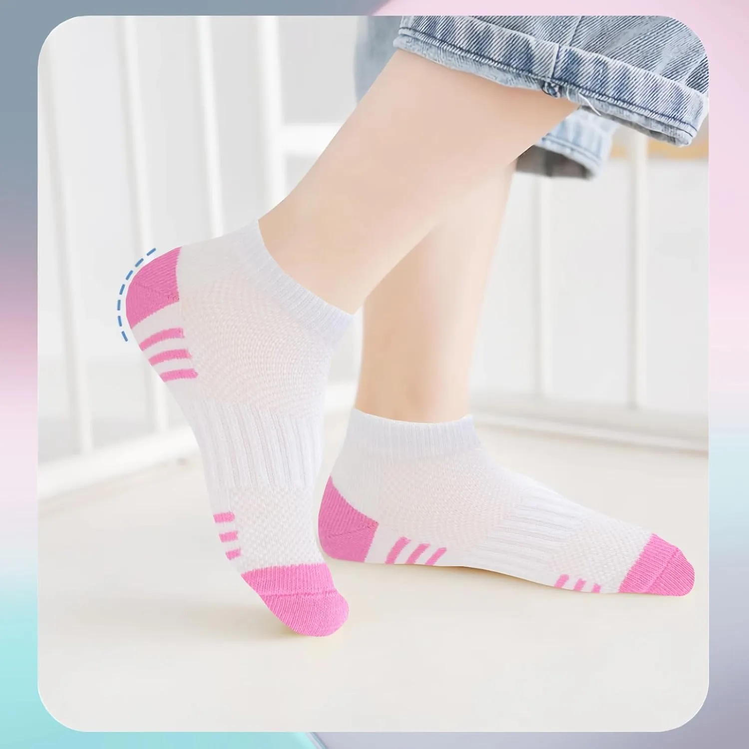 Bemeol Girls Socks 12 Pairs Kids Ankle Athletic Socks Cotton Sports Low Cut Socks