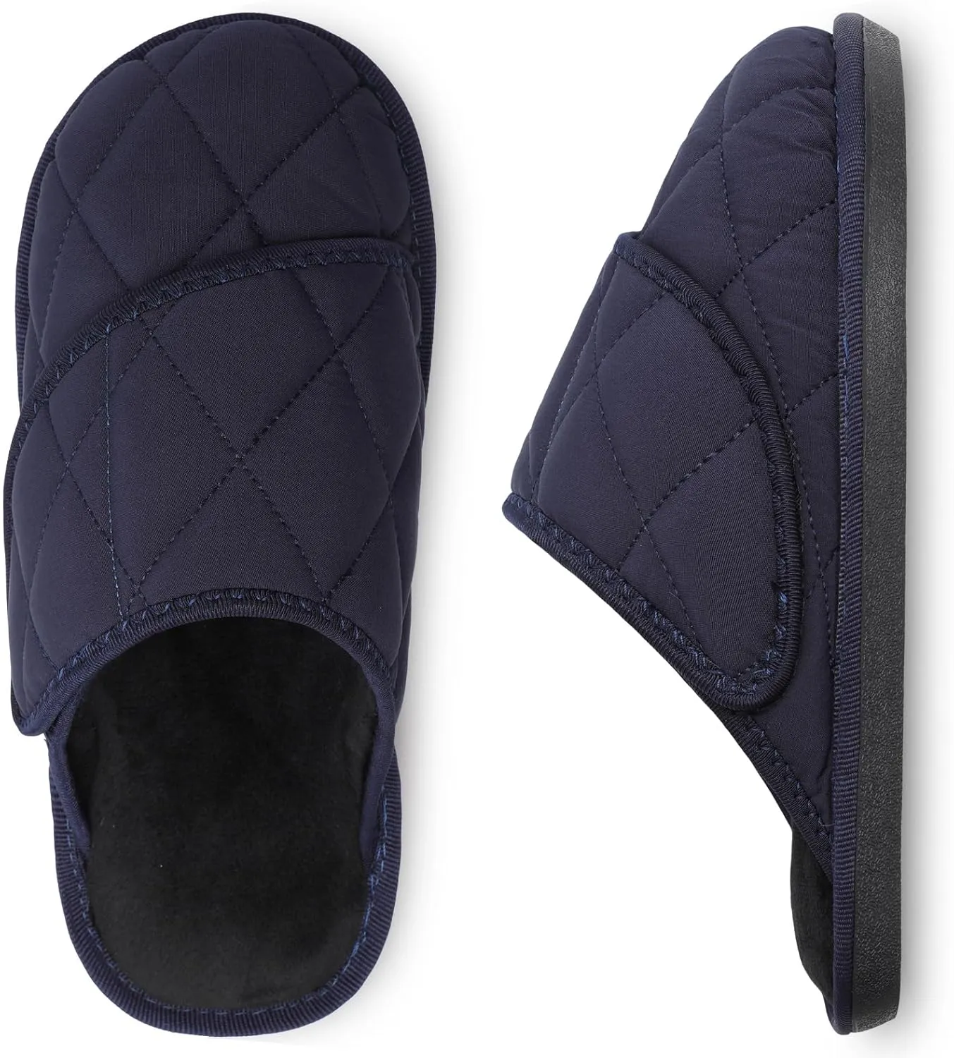 Besroad Mens Slippers Wide Memory Foam House Slippers Adjustable Diabetic Shoes Arthritis Edema Swollen House Shoes