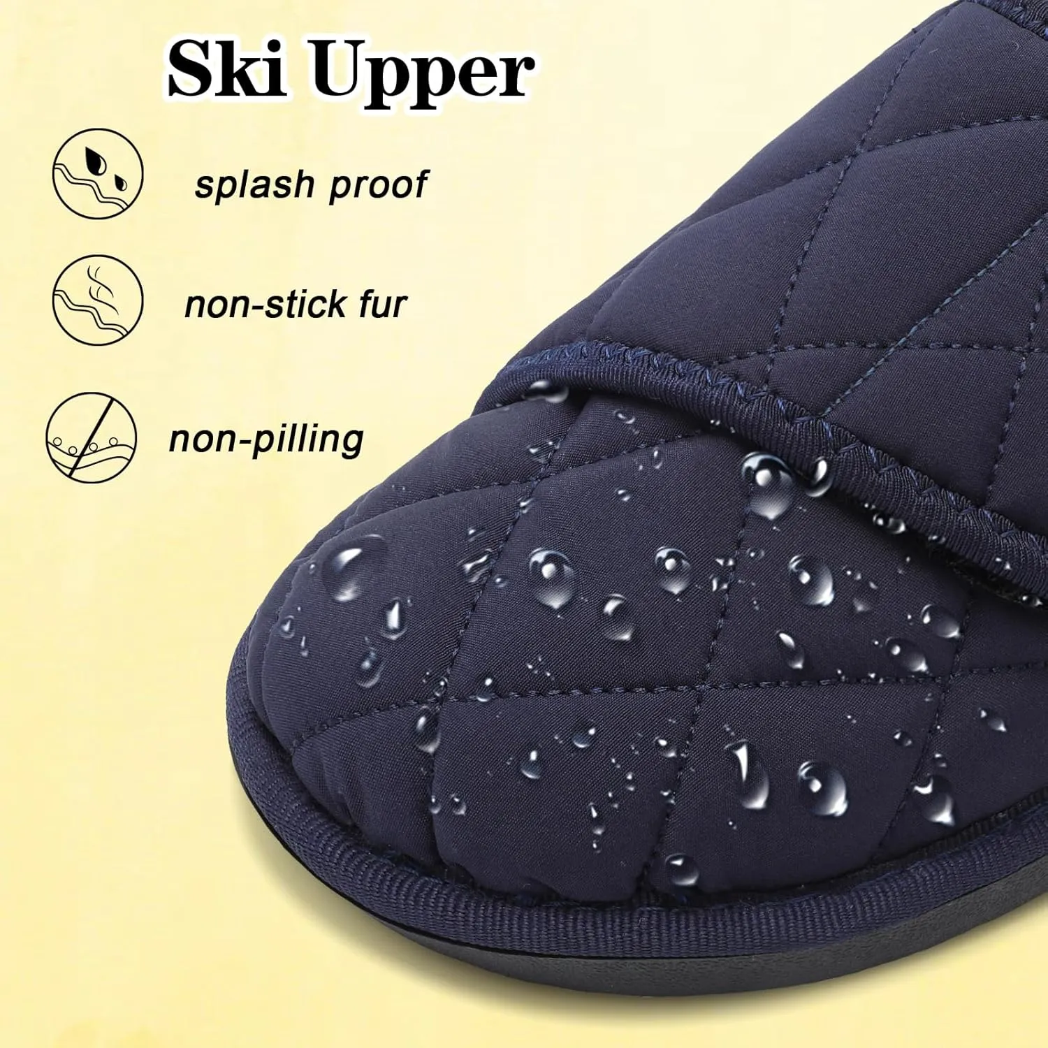 Besroad Mens Slippers Wide Memory Foam House Slippers Adjustable Diabetic Shoes Arthritis Edema Swollen House Shoes