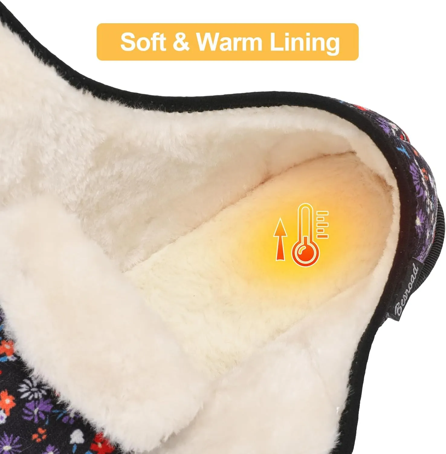 Besroad Womens Furry Memory Foam House Slippers Wide Diabetic Shoes Adjustable Bedroom Slippers Arthritis Edema Swollen House Shoes Indoor Outdoor