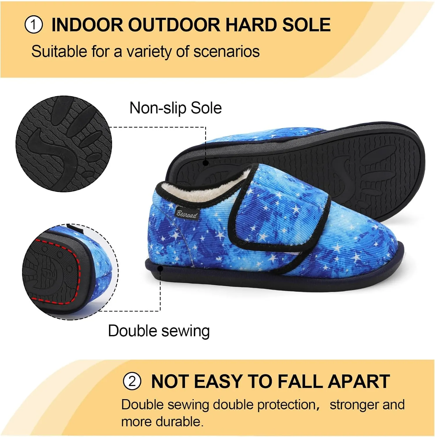Besroad Womens Furry Memory Foam House Slippers Wide Diabetic Shoes Adjustable Bedroom Slippers Arthritis Edema Swollen House Shoes Indoor Outdoor
