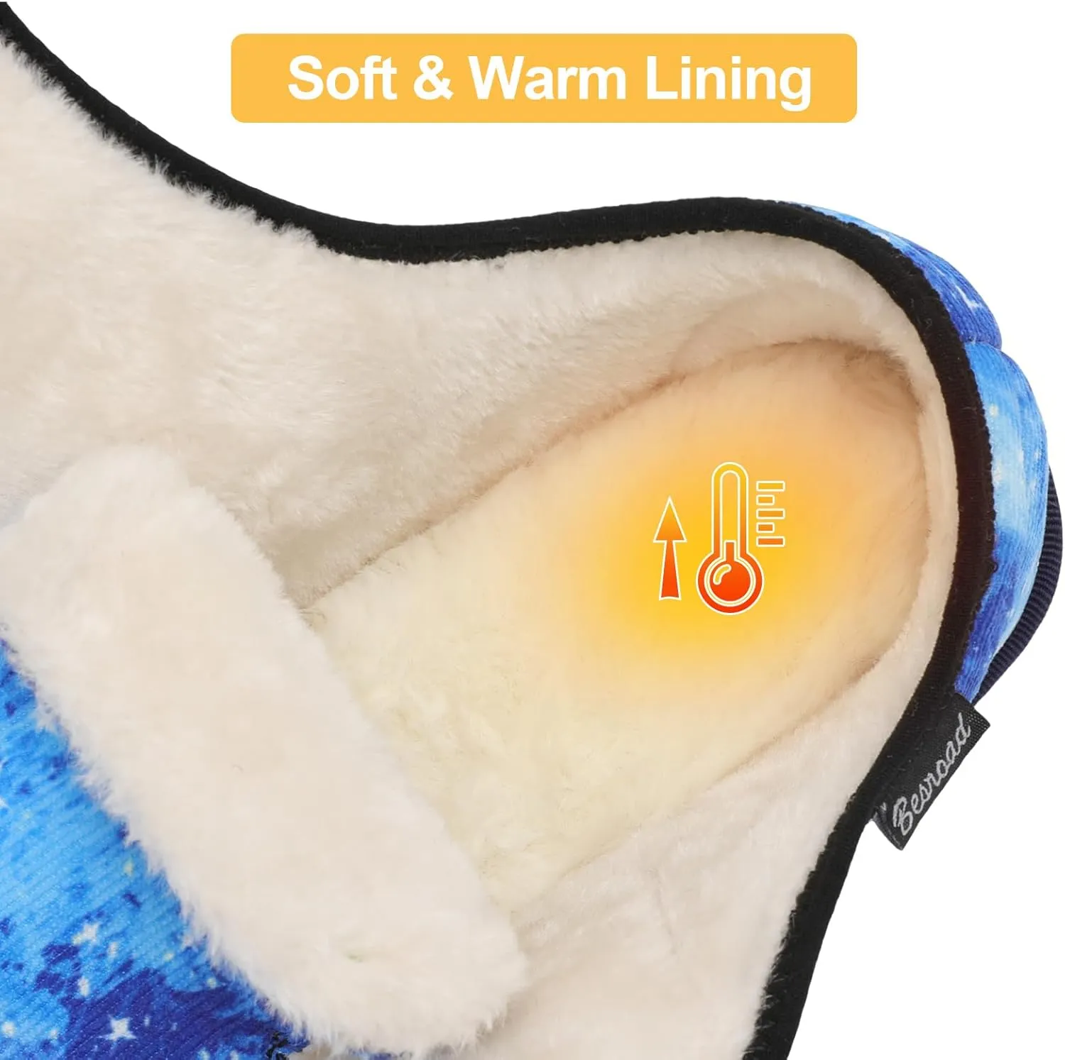 Besroad Womens Furry Memory Foam House Slippers Wide Diabetic Shoes Adjustable Bedroom Slippers Arthritis Edema Swollen House Shoes Indoor Outdoor