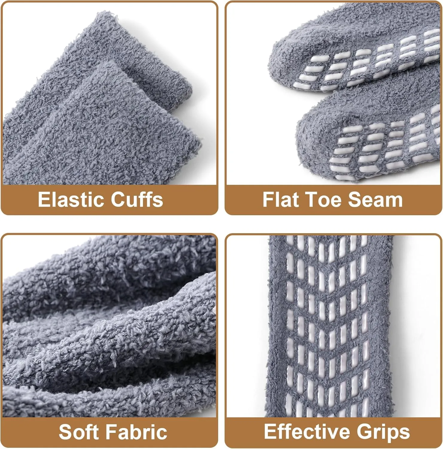 Bevigorio Non Slip Slipper Socks for Women Hospital Fuzzy Socks with Grips Cozy Grippy Winter Warm Gifts