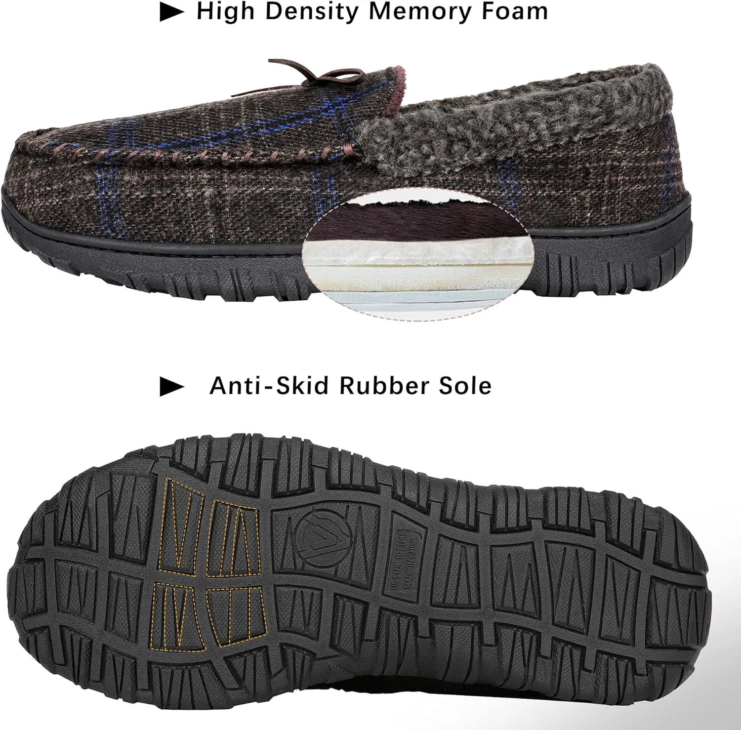 Bigwow Mens Slippers Moccasins House Shoes for Men Indoor Outdoor Memory Foam Slippers