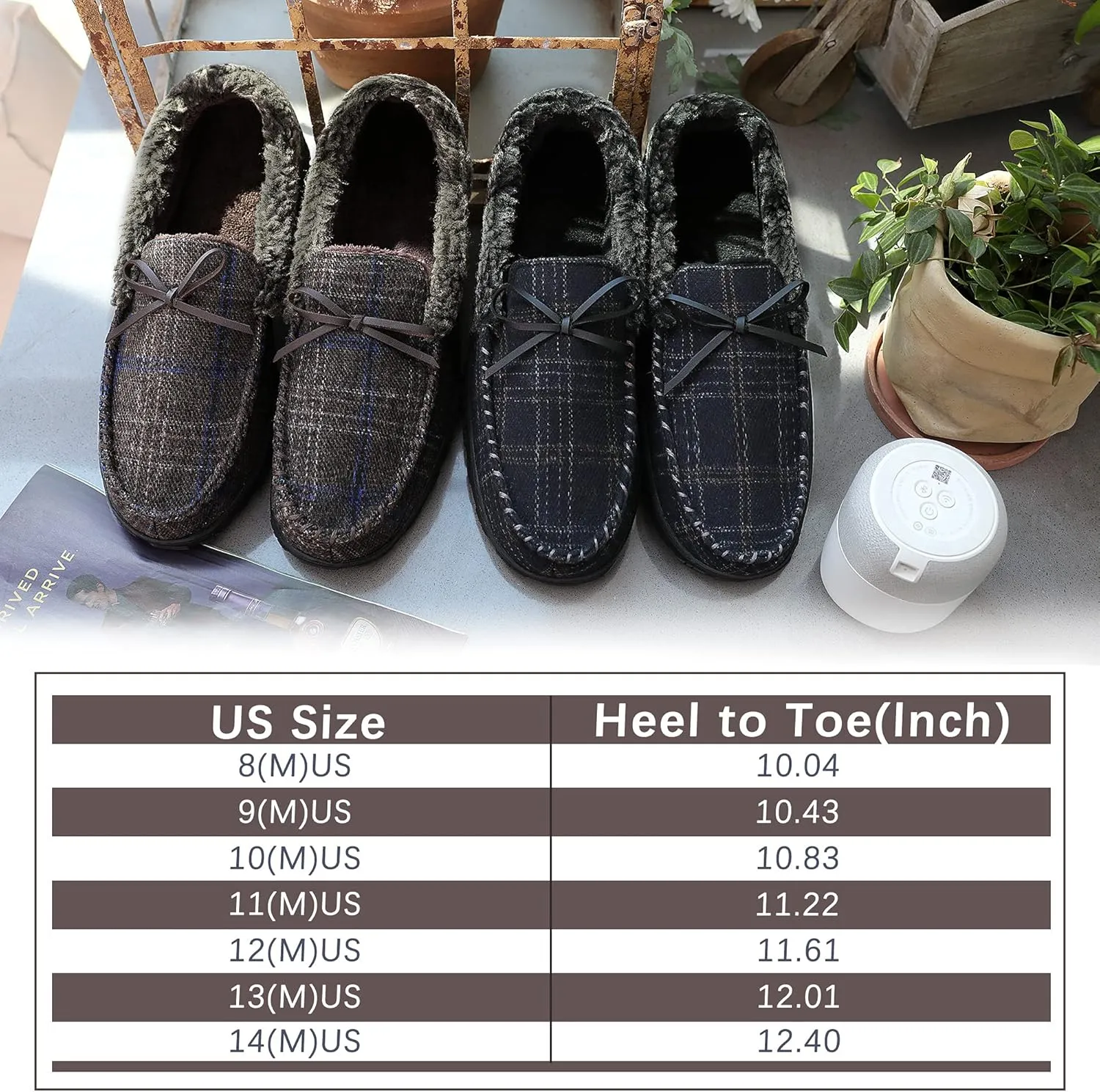 Bigwow Mens Slippers Moccasins House Shoes for Men Indoor Outdoor Memory Foam Slippers