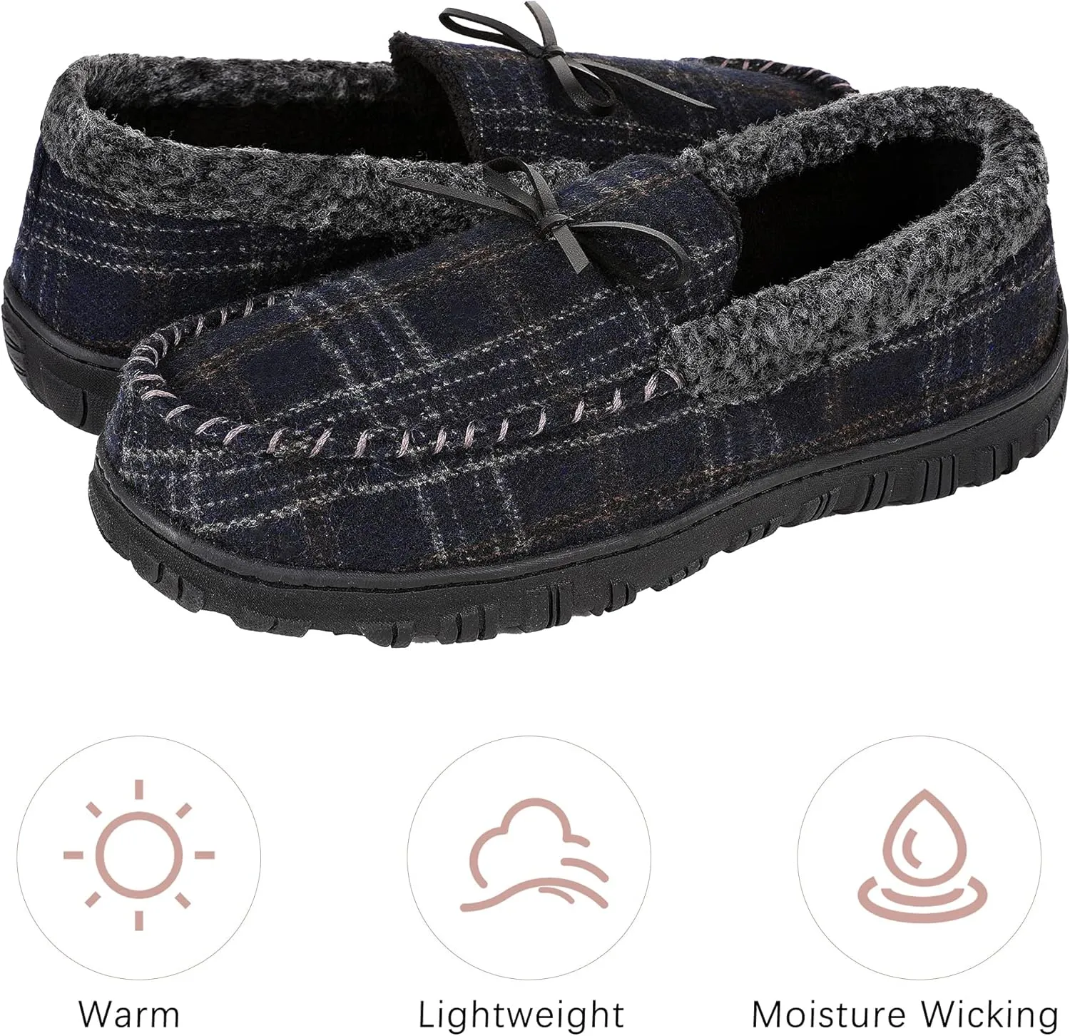 Bigwow Mens Slippers Moccasins House Shoes for Men Indoor Outdoor Memory Foam Slippers