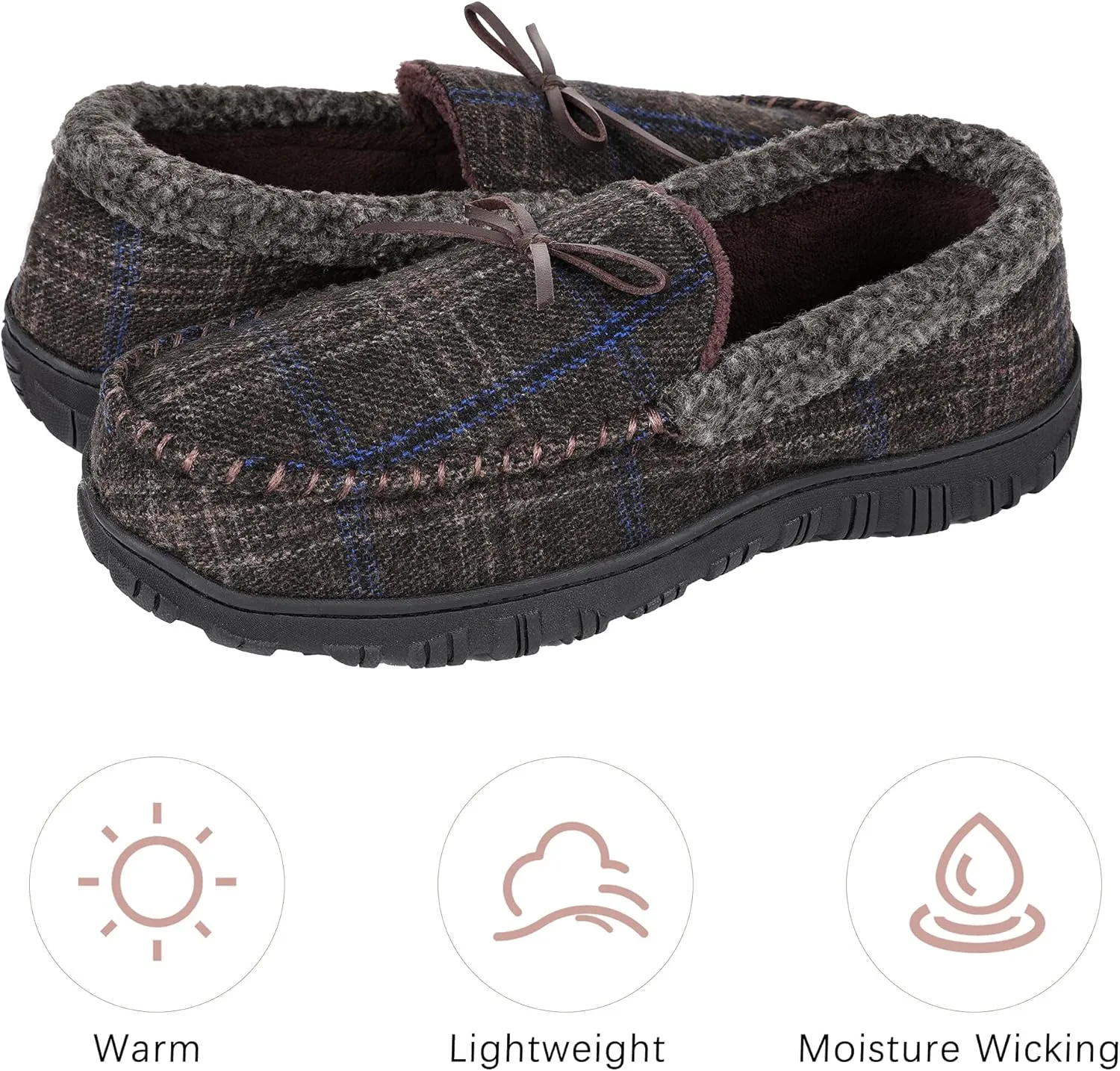 Bigwow Mens Slippers Moccasins House Shoes for Men Indoor Outdoor Memory Foam Slippers