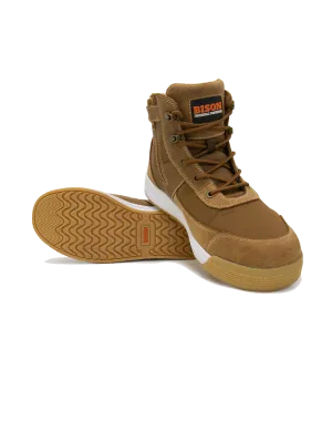 BISON Dune Zip Side Lace Up High Top Safety Shoe