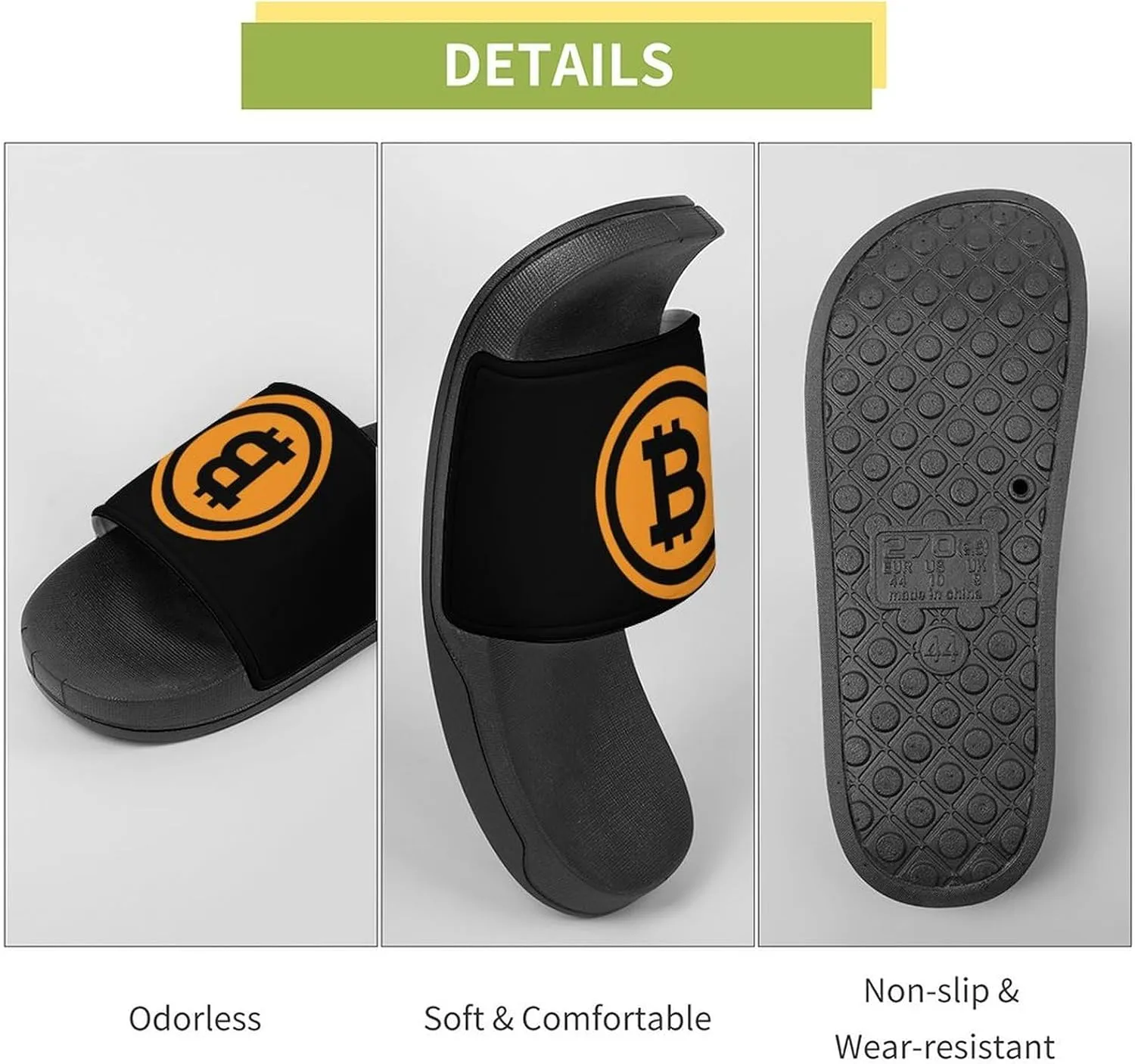 Bitcoin Logo Funny Slide Sandals Non-Slip PVC Shower Slipper House Shoes Open Toe Slippers for Adult