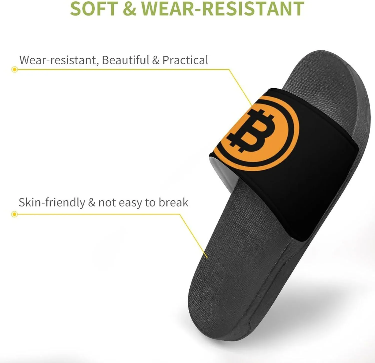 Bitcoin Logo Funny Slide Sandals Non-Slip PVC Shower Slipper House Shoes Open Toe Slippers for Adult
