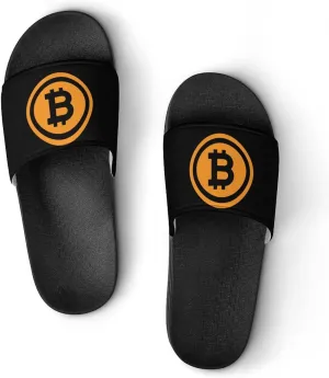 Bitcoin Logo Funny Slide Sandals Non-Slip PVC Shower Slipper House Shoes Open Toe Slippers for Adult