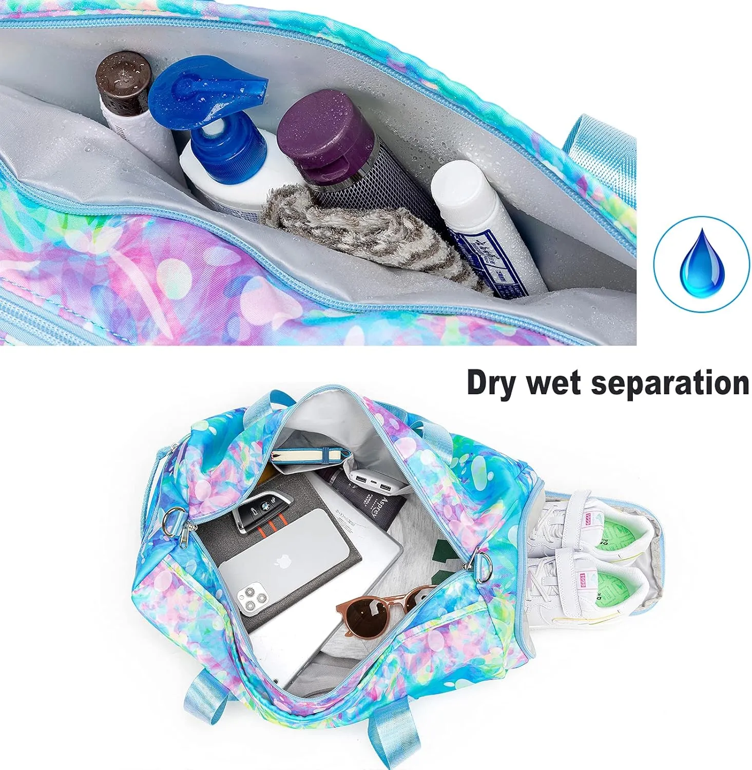 BLUBOON Duffle Bag Girls Kids Cute Gym Bag with Shoes Compartment & Wet Separation Waterproof Sports Overnight Travel Bag