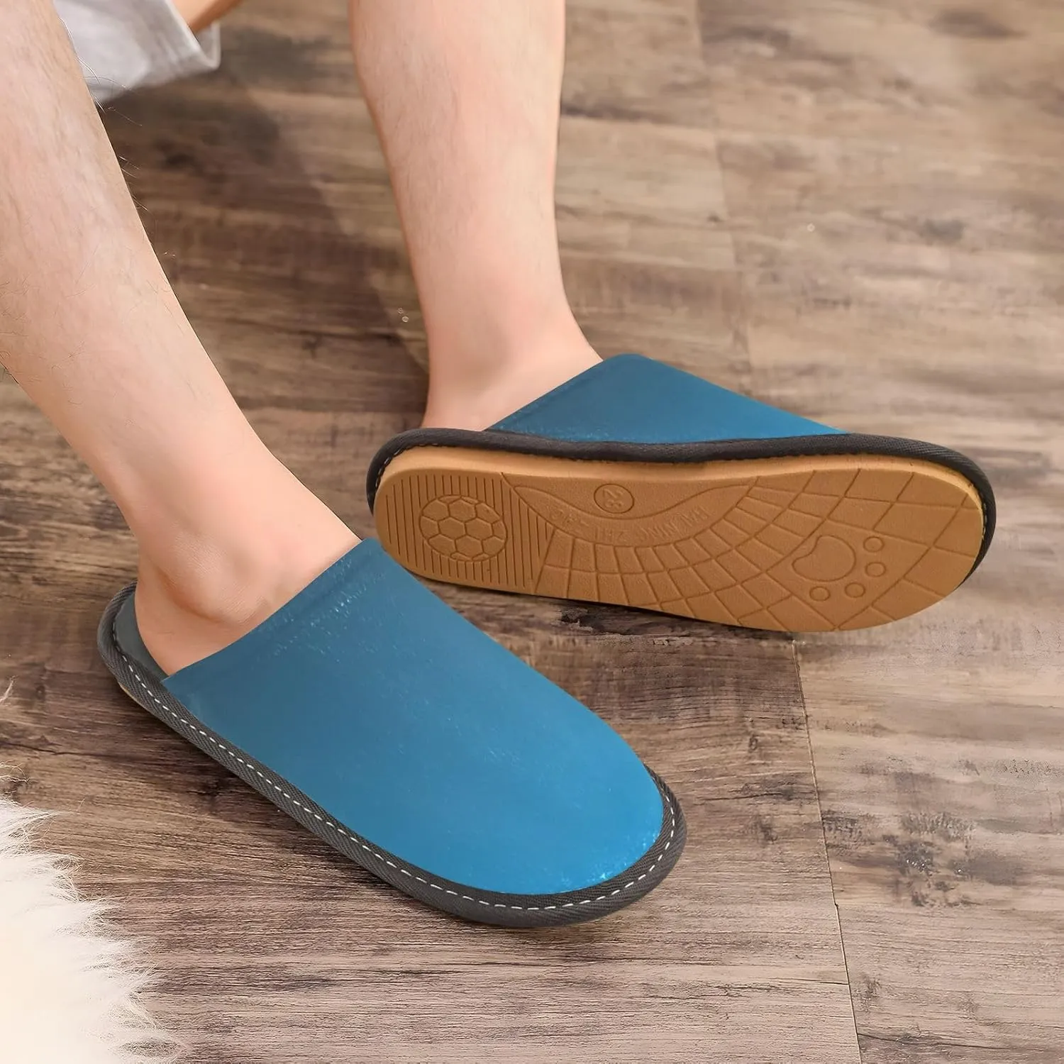 Blue Orange Gradient House Slippers for Women Men Non-Slip Slipper Socks