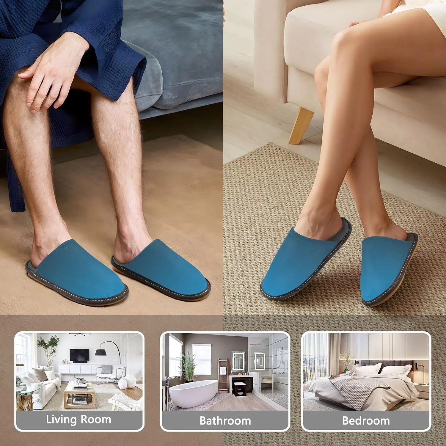 Blue Orange Gradient House Slippers for Women Men Non-Slip Slipper Socks