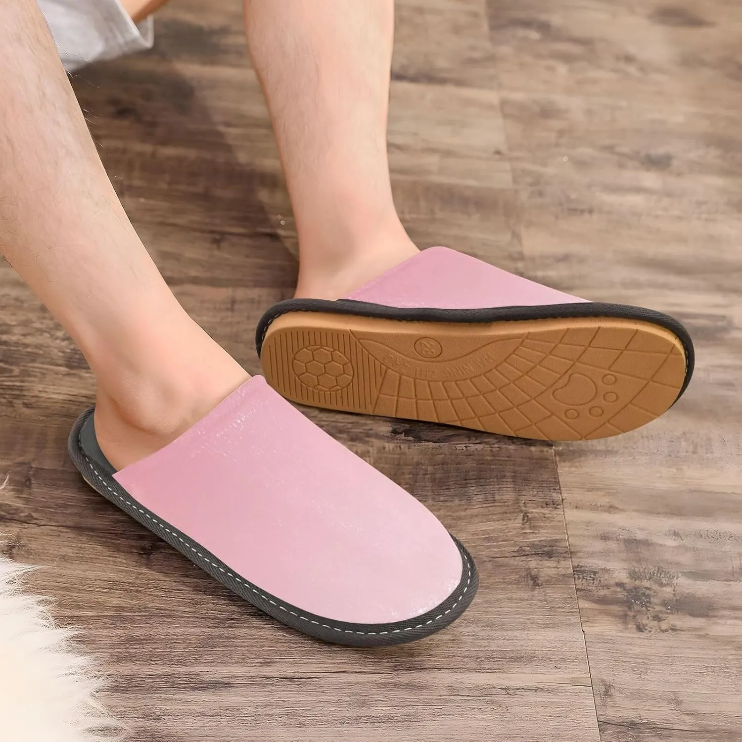 Blue Orange Gradient House Slippers for Women Men Non-Slip Slipper Socks