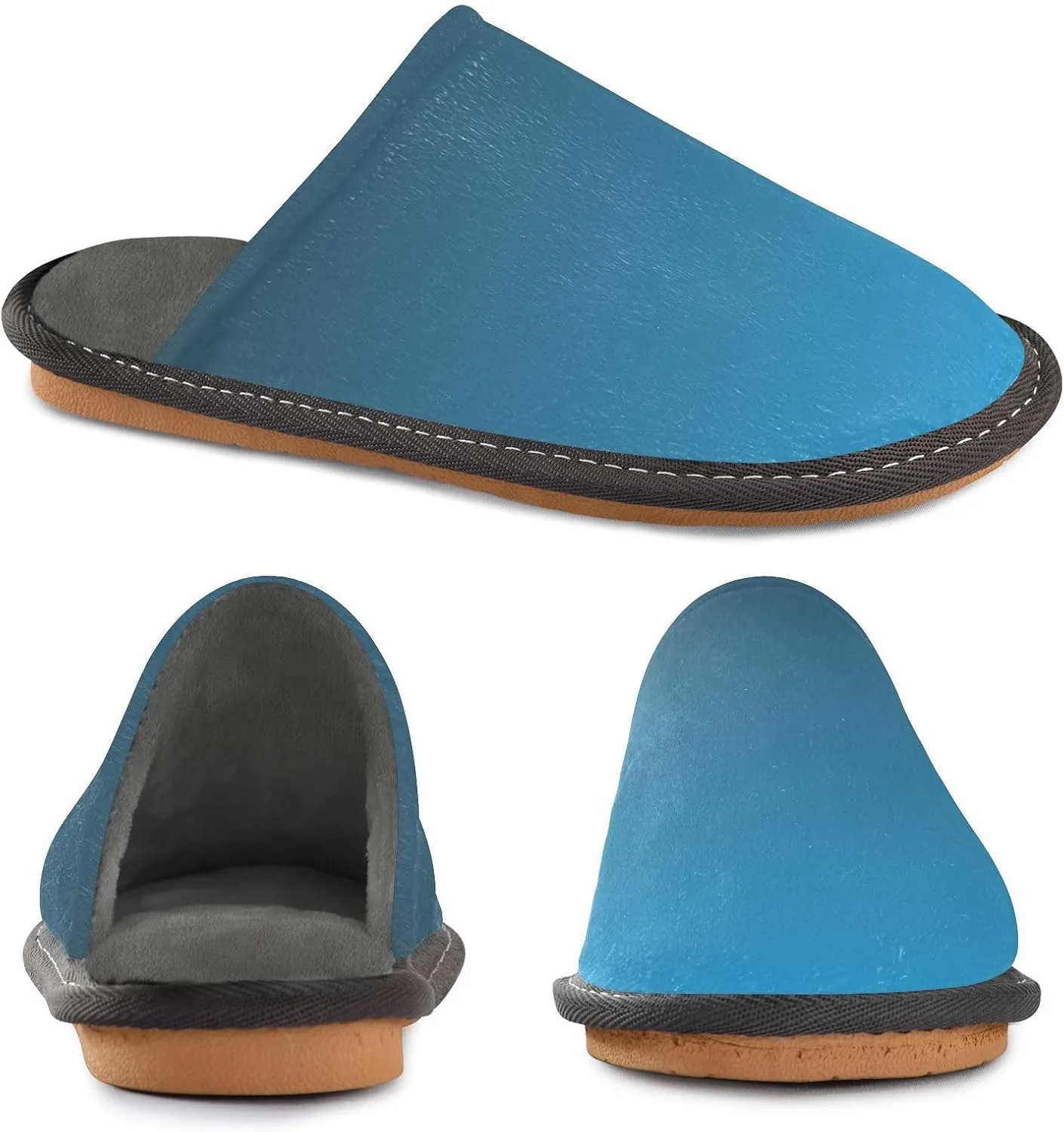 Blue Orange Gradient House Slippers for Women Men Non-Slip Slipper Socks