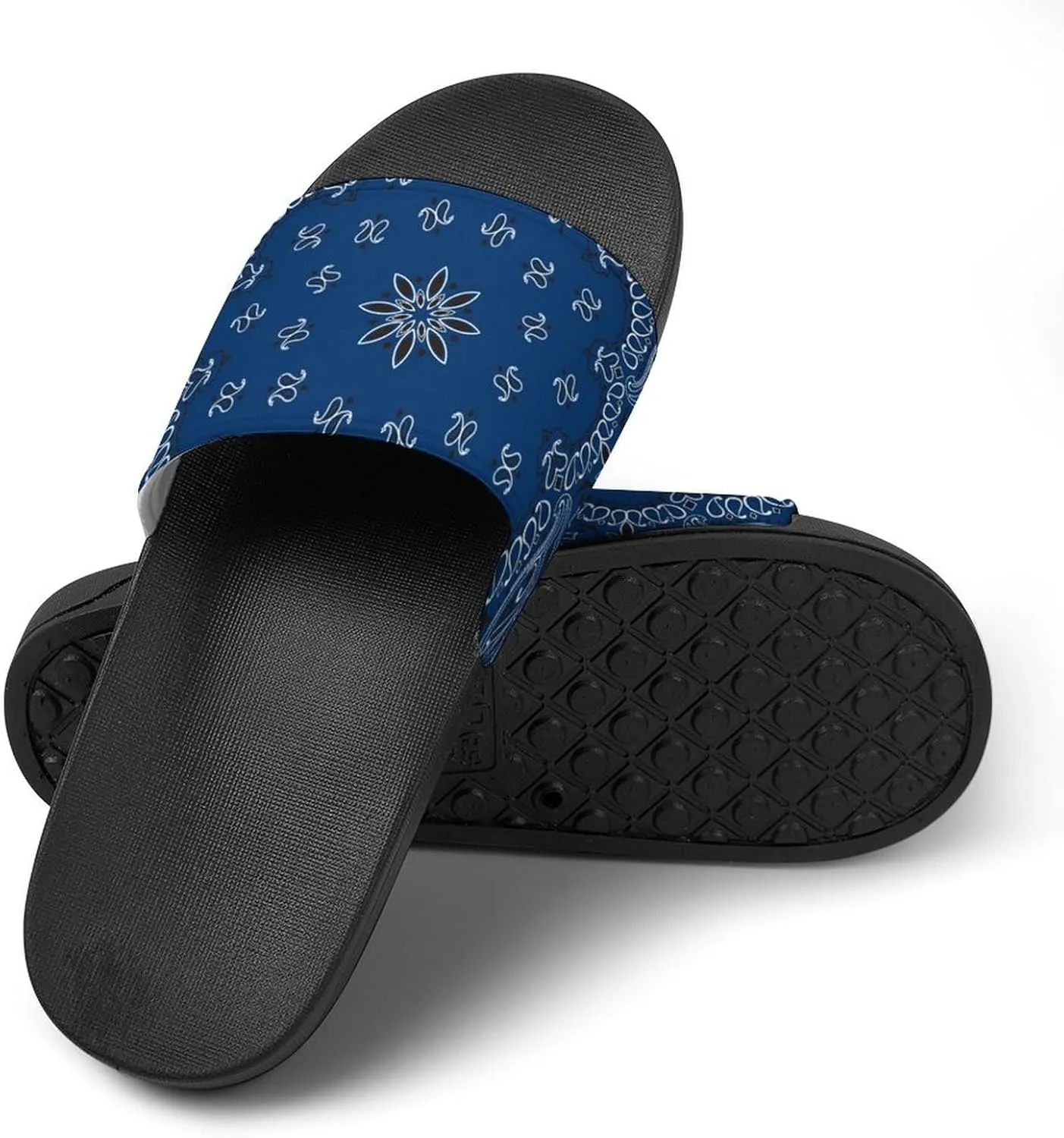 Blue Paisley Bandana Funny Slide Sandals Non-Slip PVC Shower Slipper House Shoes Open Toe Slippers for Adult