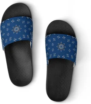 Blue Paisley Bandana Funny Slide Sandals Non-Slip PVC Shower Slipper House Shoes Open Toe Slippers for Adult