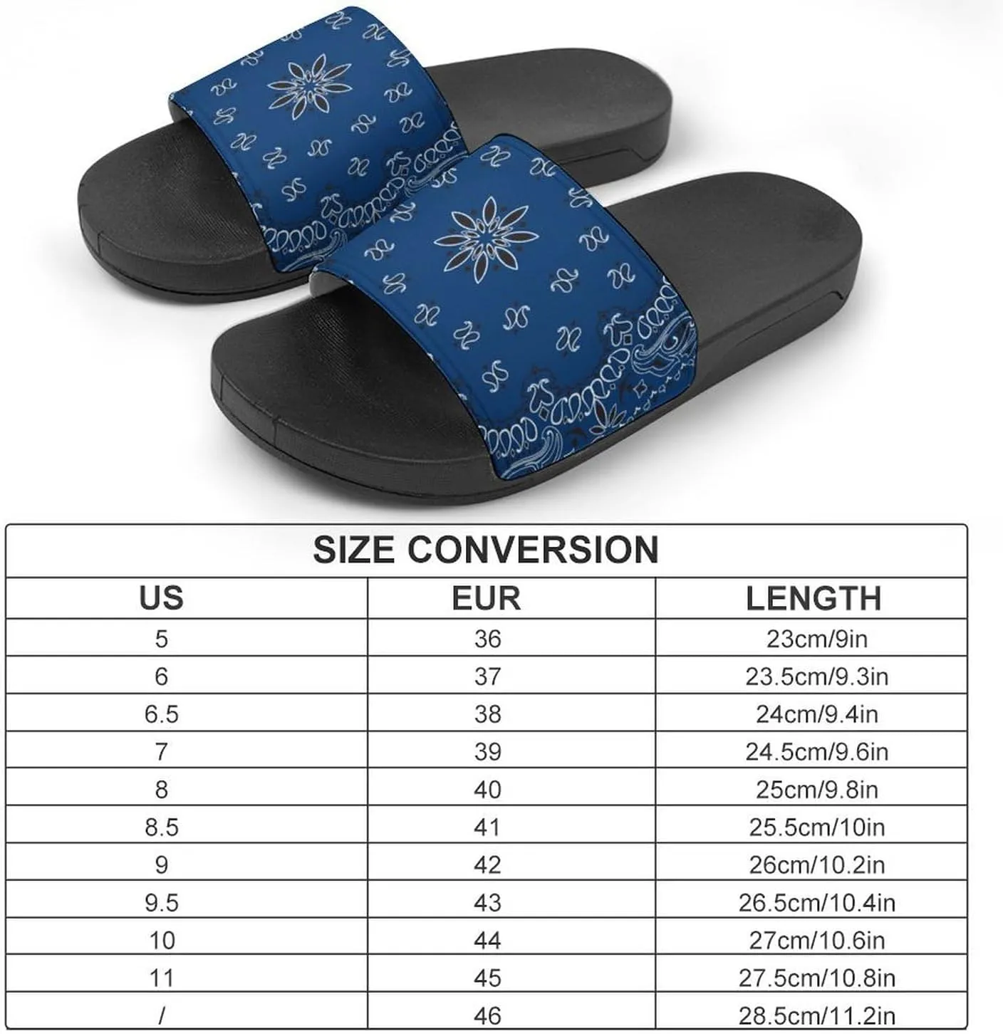 Blue Paisley Bandana Funny Slide Sandals Non-Slip PVC Shower Slipper House Shoes Open Toe Slippers for Adult