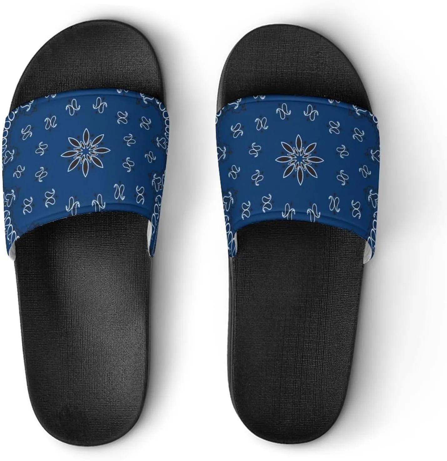 Blue Paisley Bandana Funny Slide Sandals Non-Slip PVC Shower Slipper House Shoes Open Toe Slippers for Adult