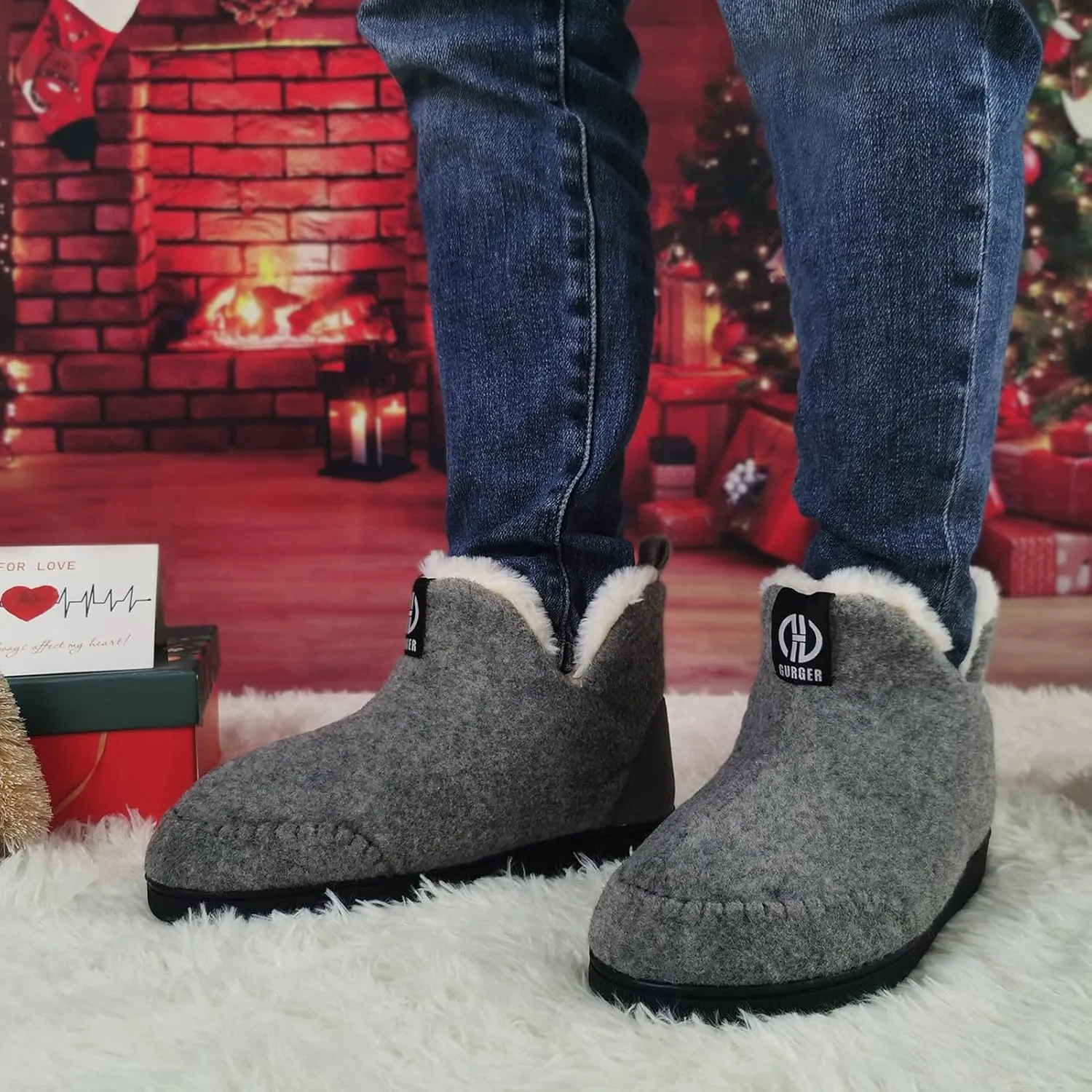 Booties Slipper for Men and Women, Plush Lining Winter Warm House Shoes Memory Foam Slipper Boots