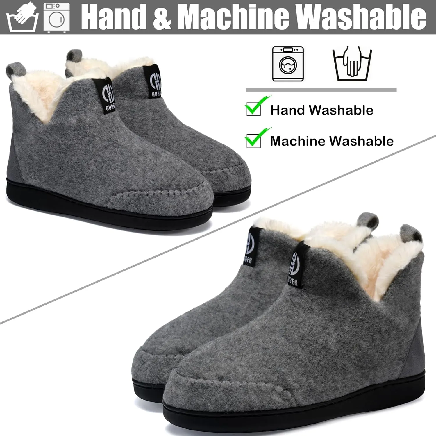 Booties Slipper for Men and Women, Plush Lining Winter Warm House Shoes Memory Foam Slipper Boots