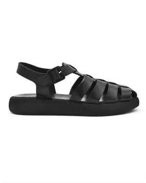 Brador Fisherman Platform Sandal in Nero