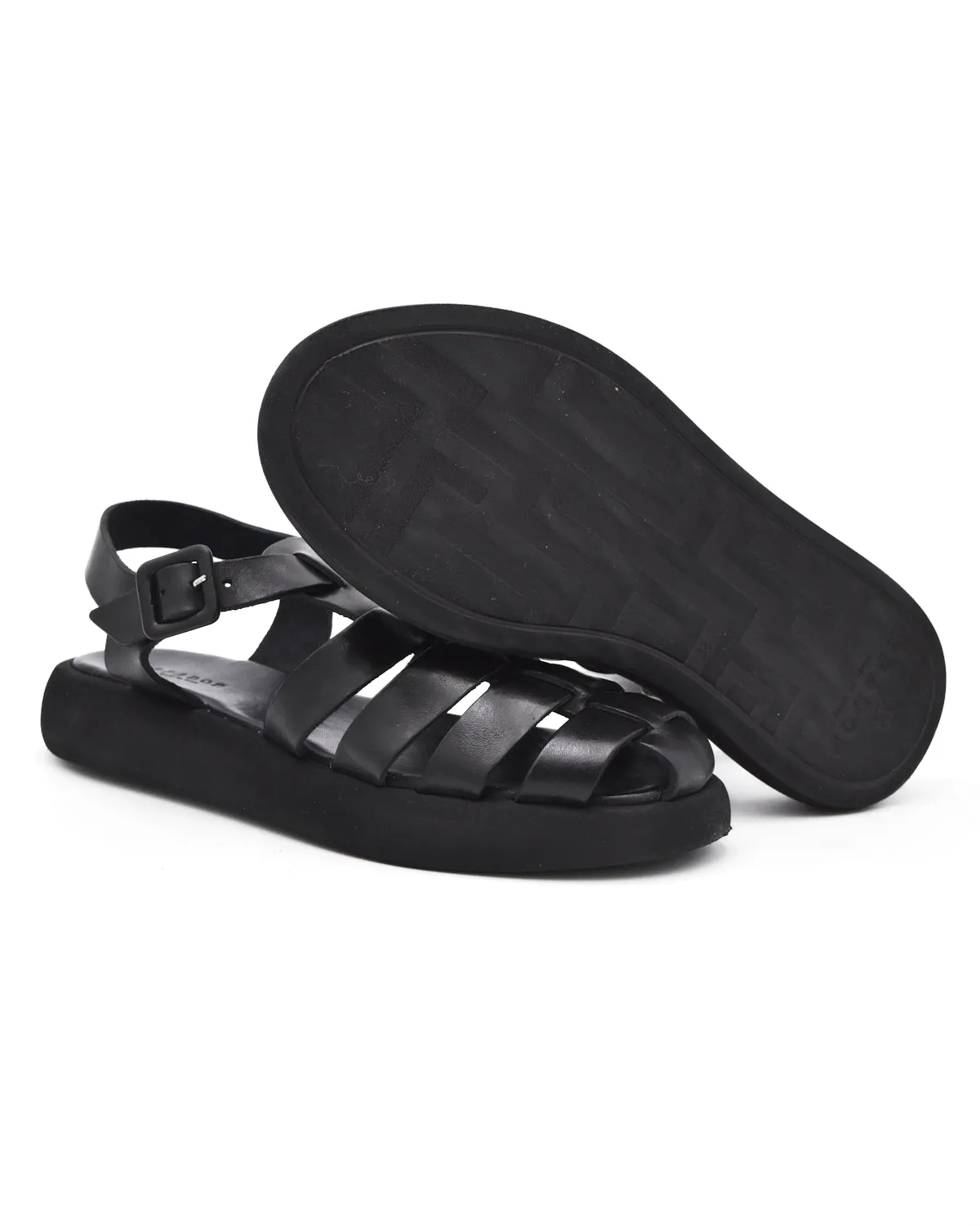 Brador Fisherman Platform Sandal in Nero