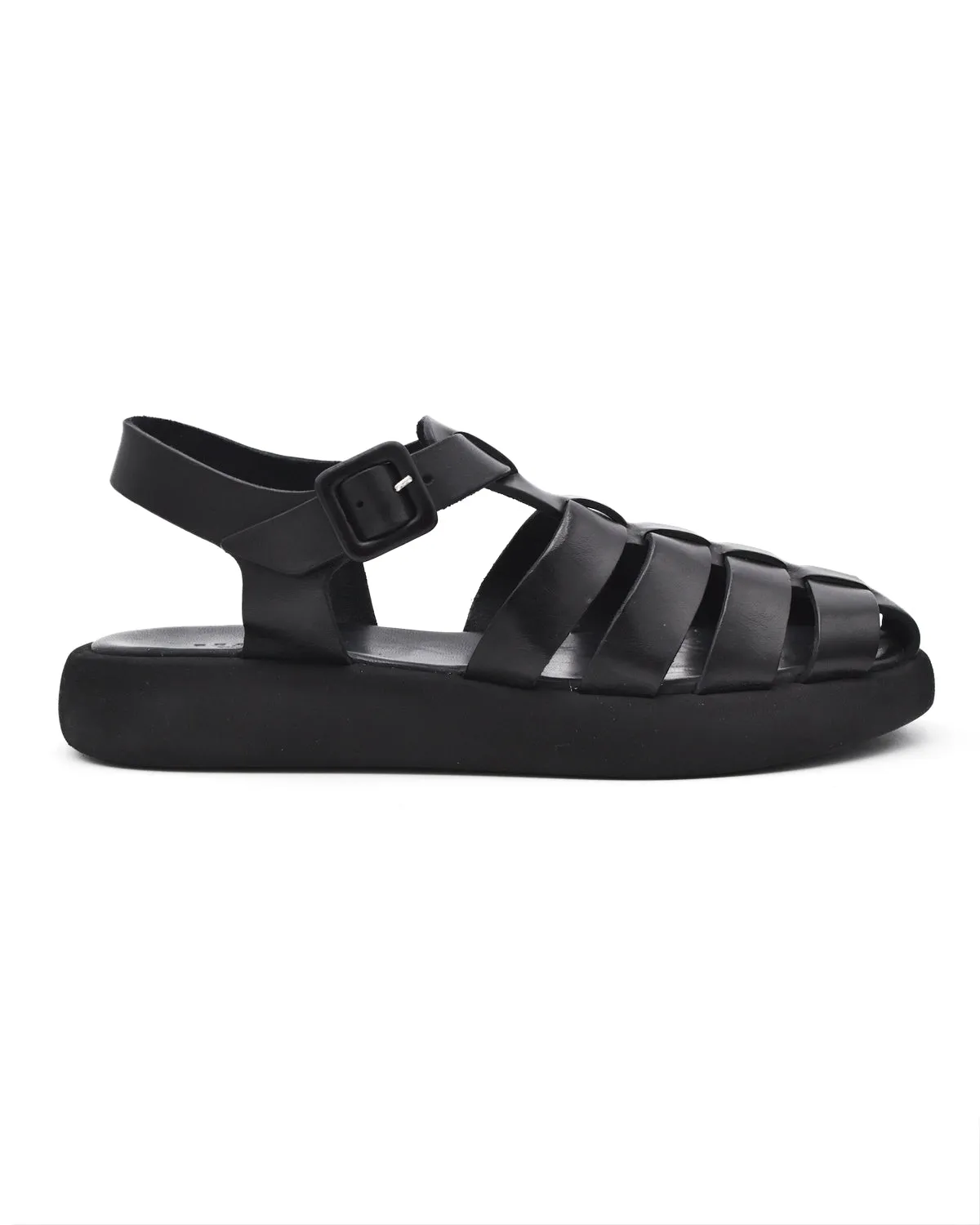 Brador Fisherman Platform Sandal in Nero