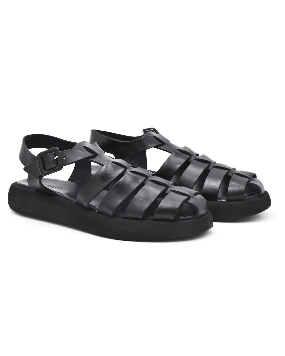 Brador Fisherman Platform Sandal in Nero
