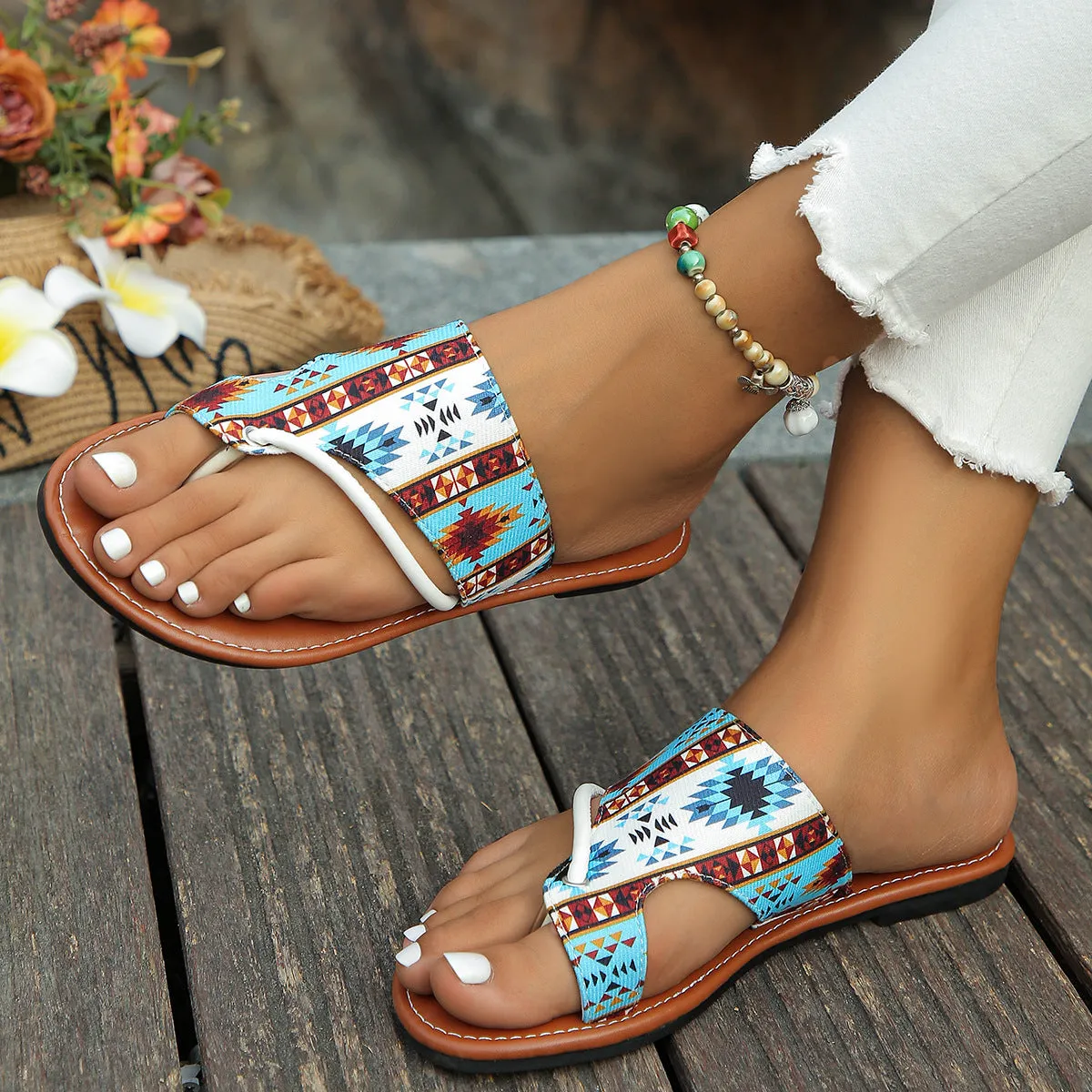 Breathable Printed Toe Sandals