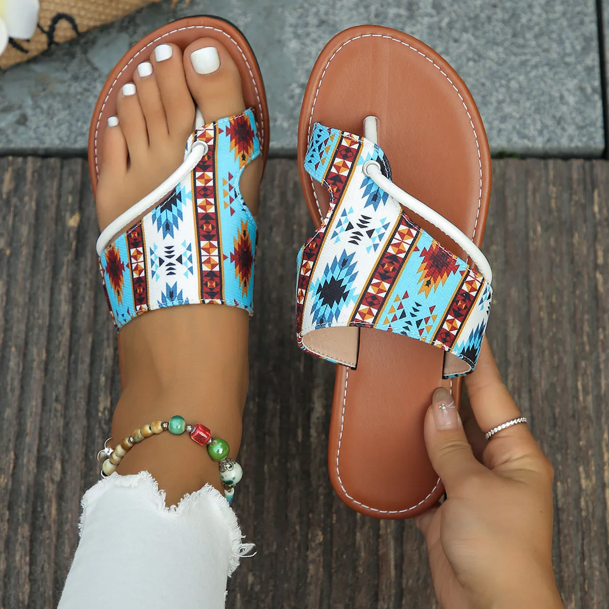 Breathable Printed Toe Sandals